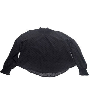 L.N.V Polka Dot Long Sleeve‎ Blouse Black Women’s Sz M